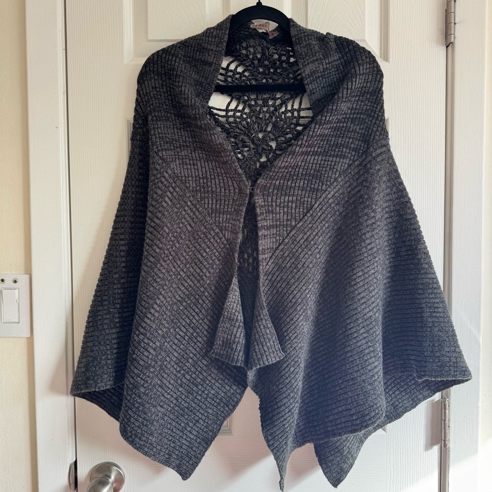 Free People OS Charcoal Crocheted knit wrap open knit